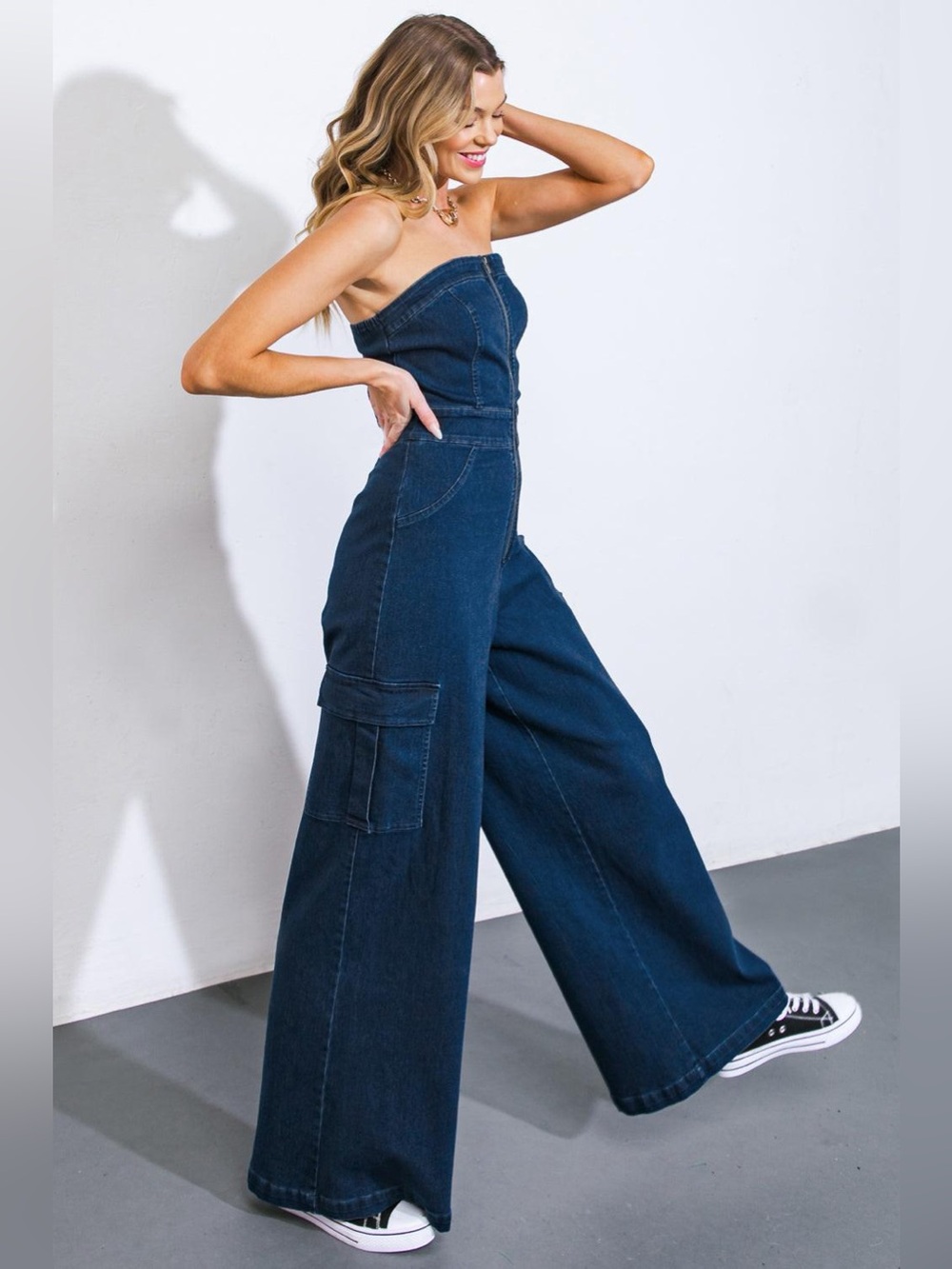 Flying Tomato Good Together Denim Jumpsuit Small - Picture 3 of 13